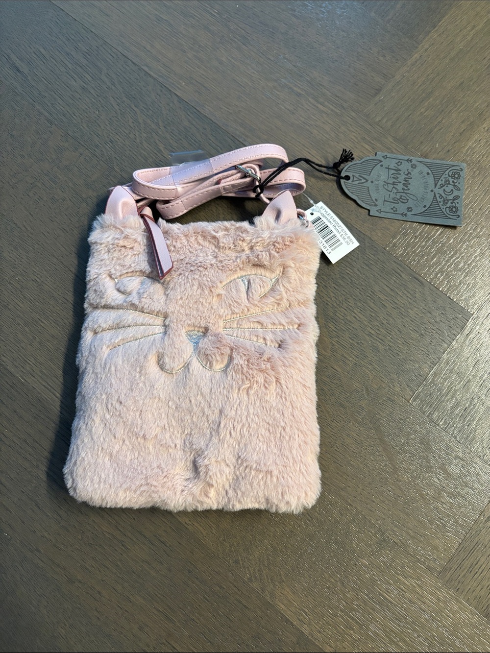 Faux fur pink cat crossbody purse new
